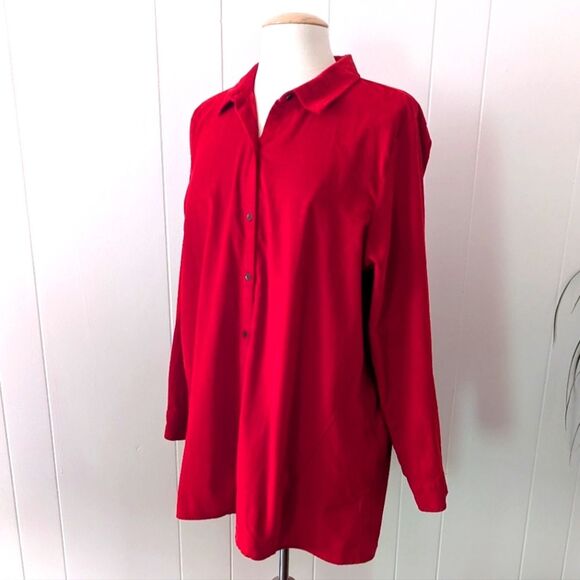 Red Corduroy Button Down By J Jill Size L - Picture 1 of 9